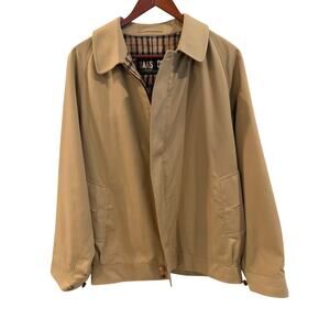 DAKS London Tan Cotton-Blend Harrington Jacket with Signature House Check Lining